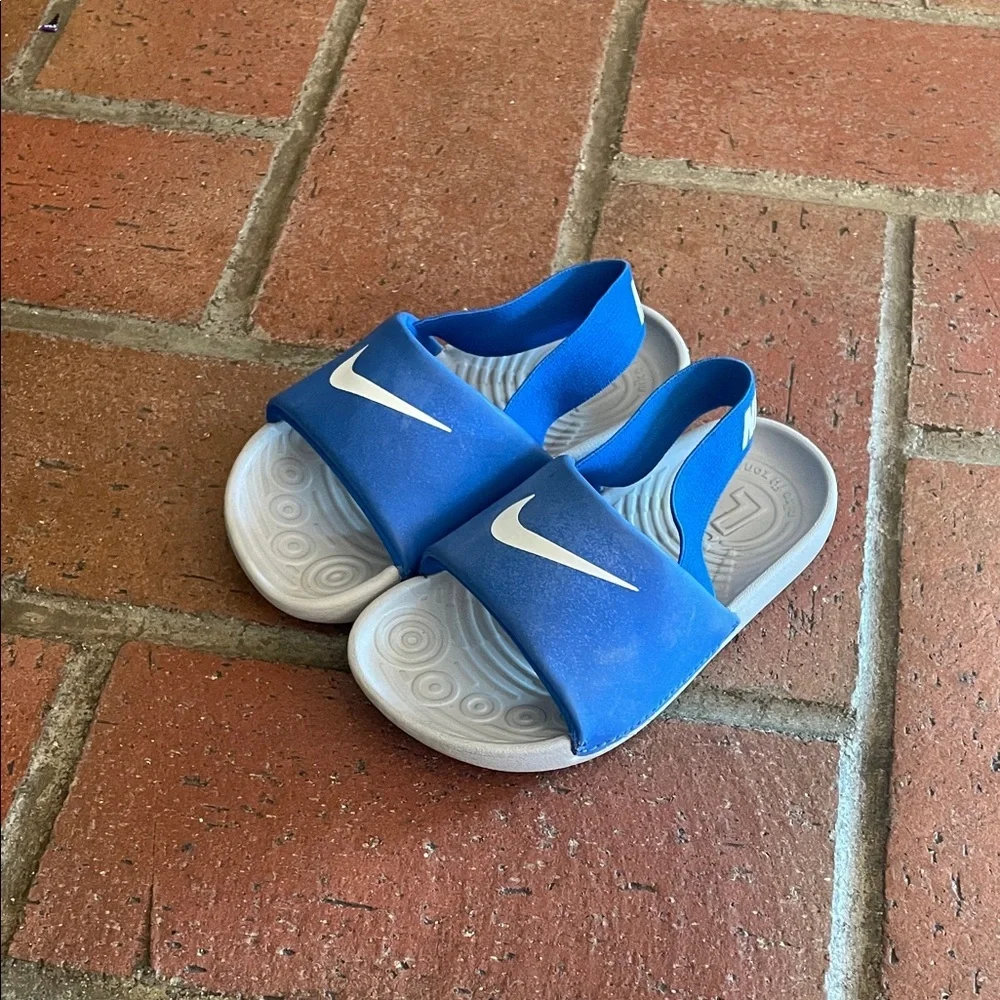 Nike‎ Kids Blue and White Slide Sandals